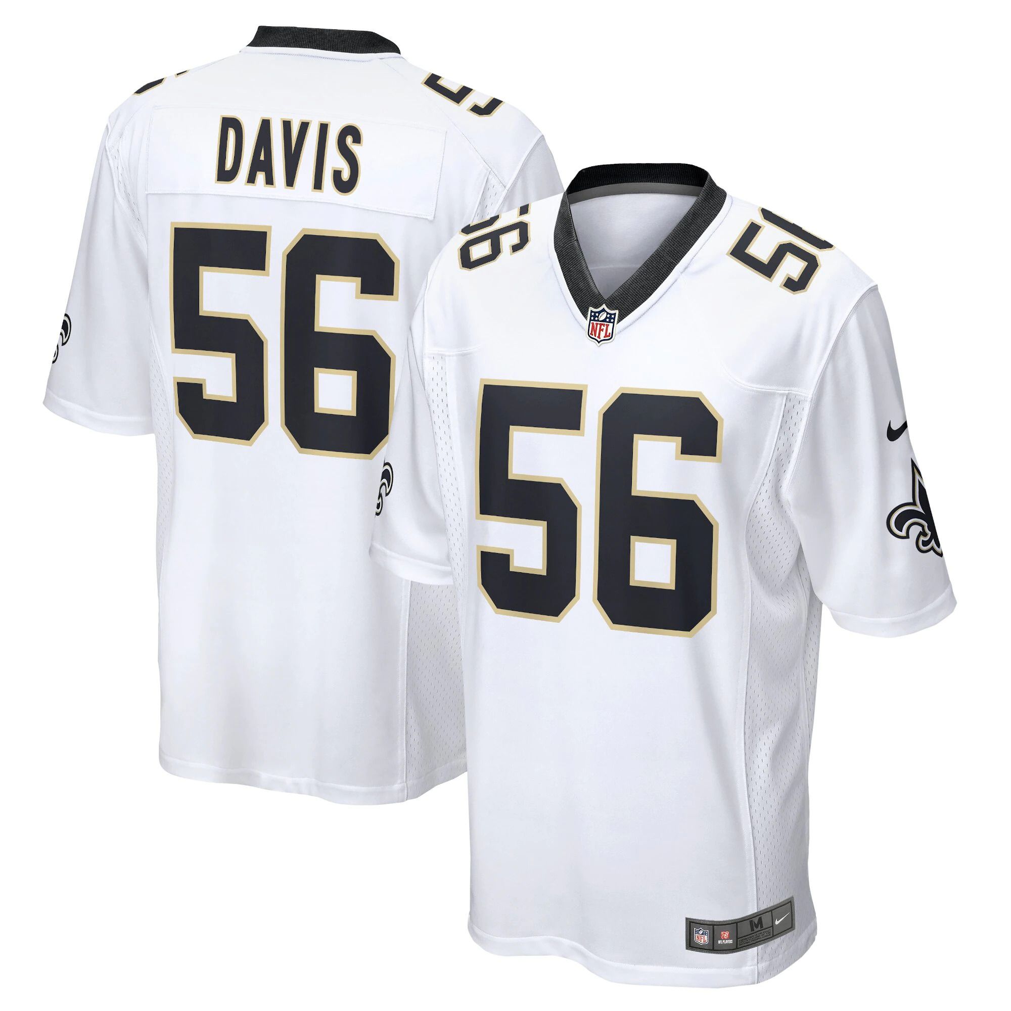 Men New Orleans Saints 56 Demario Davis Nike White Game NFL Jersey